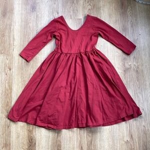 Girls Red Long Sleeve Twirl Dress